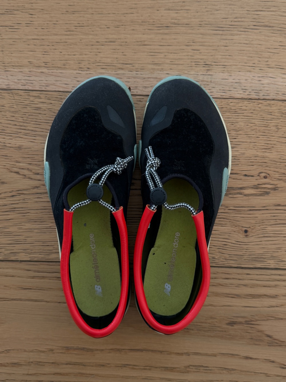 Aime Leon Dore Women's Black Sneakers with Red Collar and Green Insole